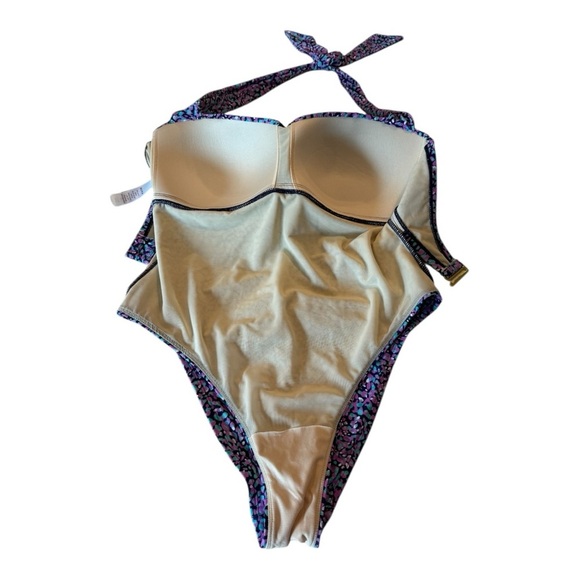 NEW Swimsuits for All Tie Front Halter One Piece Blue Pink Halter Swimsuit 16 - Picture 15 of 16